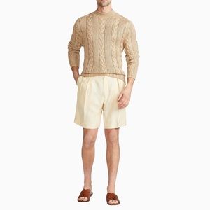 Ralph Lauren Purple Label Linen NWOT Classic Cream/Pale Yellow Shorts. …